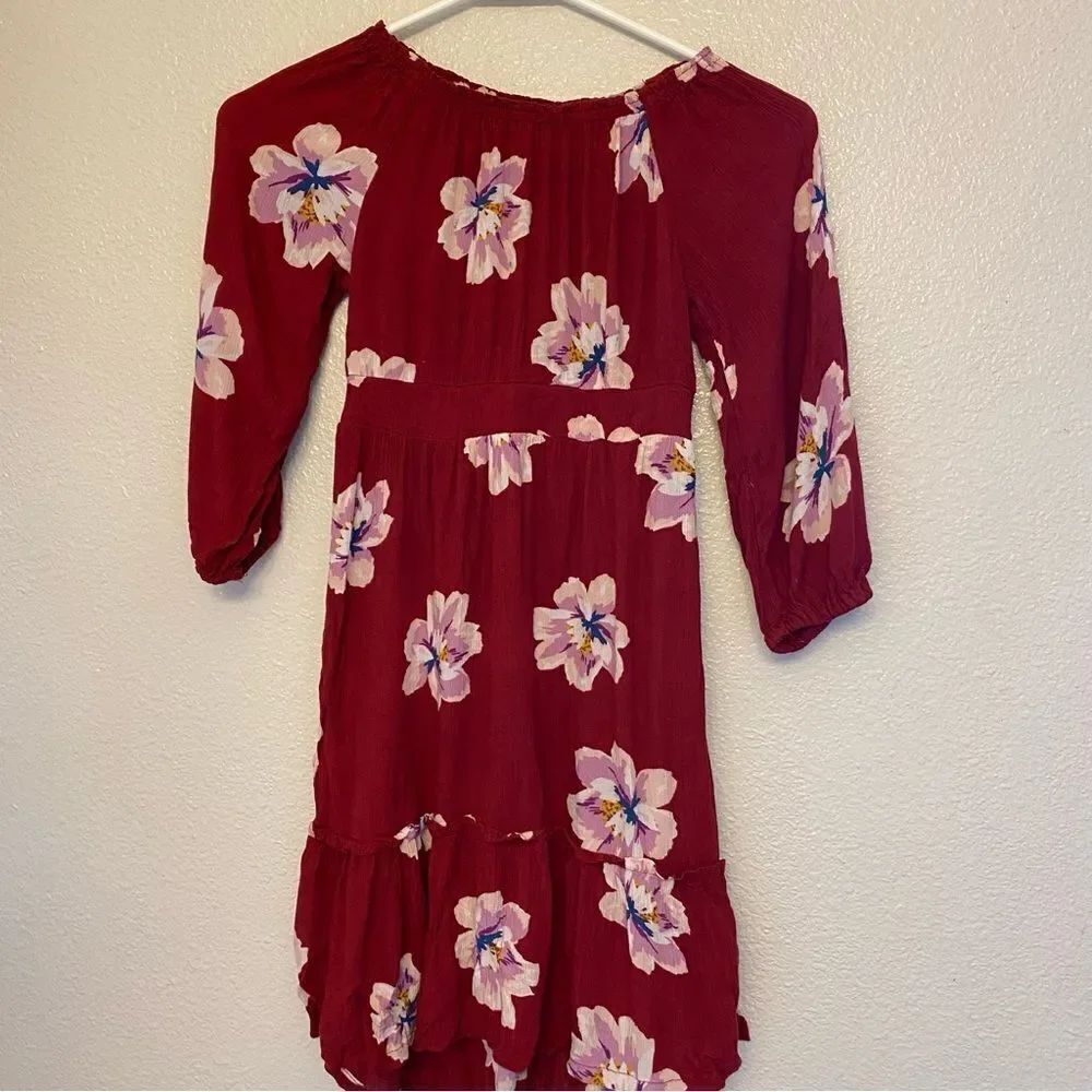 Old navy girls floral print Long sleeve lightweight 100% rayon boho dress S 6/7